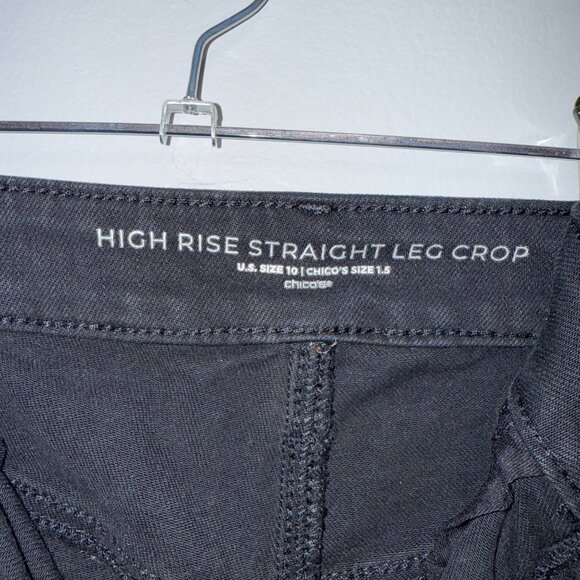 Chicos Womens High Rise Straight Leg Crop Jeans Size 10 Black Denim - Picture 5 of 7